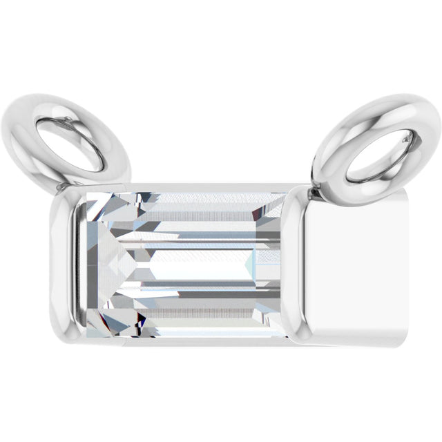 14K Gold Straight Baguette Lab-Grown Diamond Solitaire Channel-Set Necklace - White Gold - view 2