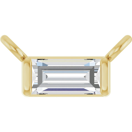14K Gold Straight Baguette Lab-Grown Diamond Solitaire Channel-Set Necklace - Yellow Gold