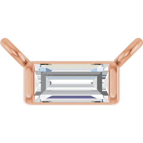 14K Gold Straight Baguette Lab-Grown Diamond Solitaire Channel-Set Necklace - Rose Gold