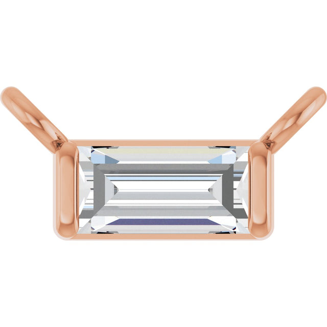 14K Gold Straight Baguette Lab-Grown Diamond Solitaire Channel-Set Necklace - Rose Gold