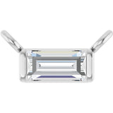 14K Gold Straight Baguette Lab-Grown Diamond Solitaire Channel-Set Necklace - White Gold