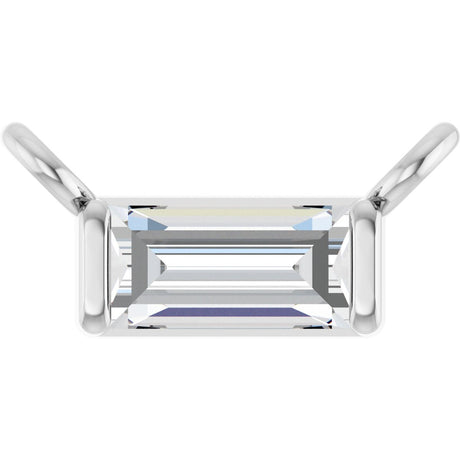 14K Gold Straight Baguette Lab-Grown Diamond Solitaire Channel-Set Necklace - White Gold