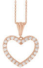 14K Gold Round Natural Diamond Heart Necklace – up to 3/8 CTW - Rose Gold