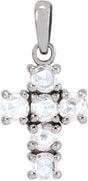 Platinum Round Natural Diamond Rose-Cut Cross Necklace or Pendant