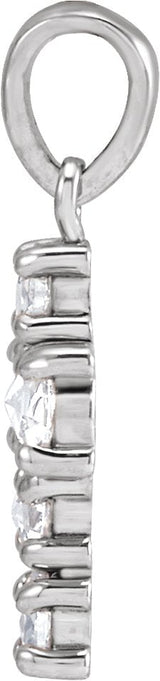 Platinum Round Natural Diamond Rose-Cut Cross Necklace or Pendant - view 2