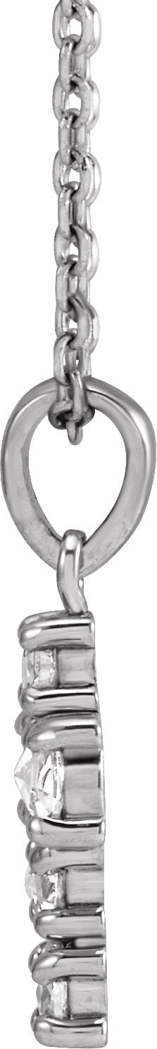 14K Gold Round Natural Diamond Rose-Cut Cross Necklace or Pendant - White Gold - view 2