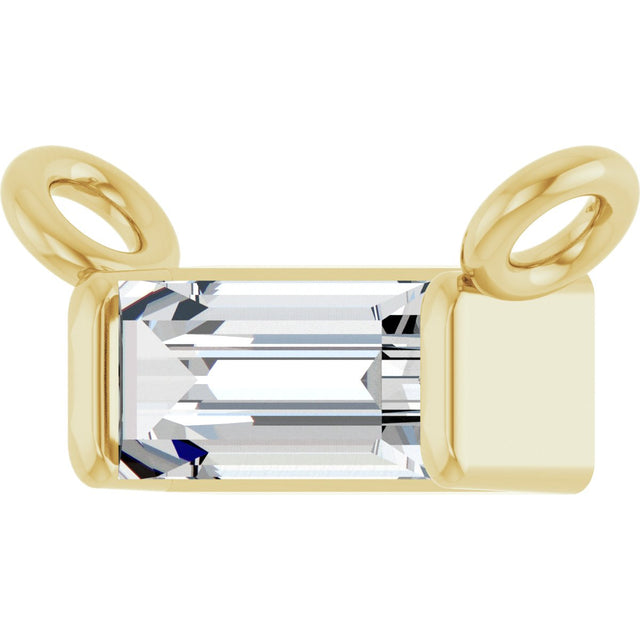 14K Gold Straight Baguette Lab-Grown Diamond Solitaire Channel-Set Necklace - Yellow Gold - view 3