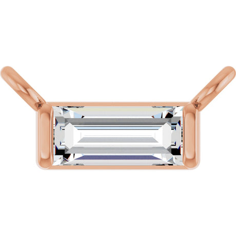 14K Gold Straight Baguette Lab-Grown Diamond Solitaire Channel-Set Necklace - Rose Gold