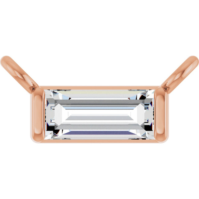 14K Gold Straight Baguette Lab-Grown Diamond Solitaire Channel-Set Necklace - Rose Gold