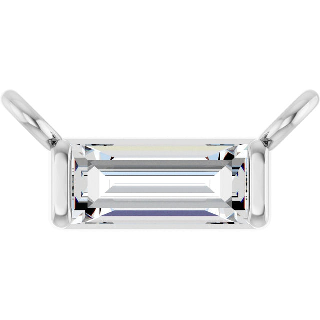 Platinum Straight Baguette Lab-Grown Diamond Solitaire Channel-Set Necklace
