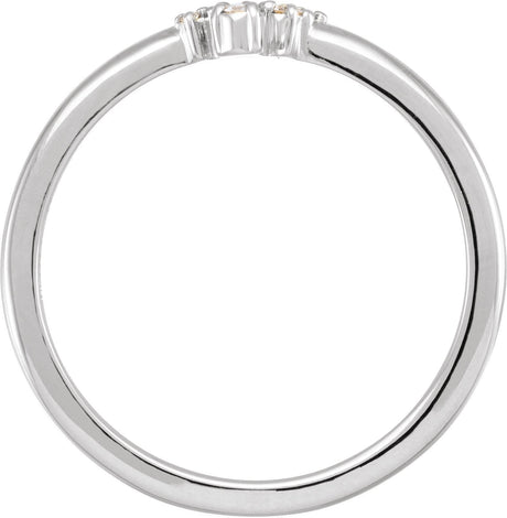Platinum Round Natural Diamond Rose-Cut Stackable Ring II - view 2