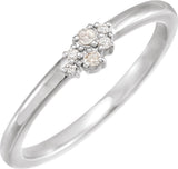 Platinum Round Natural Diamond Rose-Cut Stackable Ring II