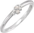 14K Gold Round Natural Diamond Rose-Cut Stackable Ring II - White Gold