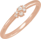14K Gold Round Natural Diamond Rose-Cut Stackable Ring II - Rose Gold