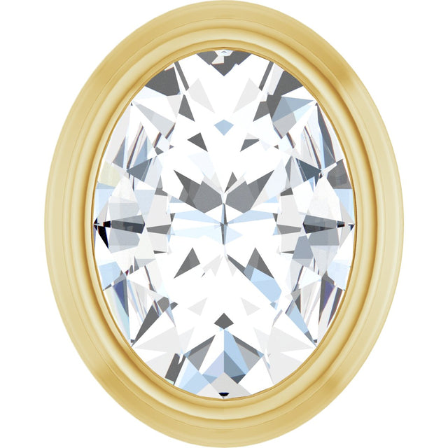 14K Gold Natural Diamond Oval Bezel-Set Slide Pendant - Yellow Gold