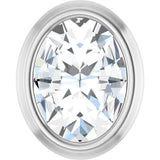 14K Gold Natural Diamond Oval Bezel-Set Slide Pendant - White Gold
