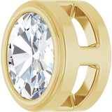 14K Gold Natural Diamond Oval Bezel-Set Slide Pendant - Yellow Gold - view 2