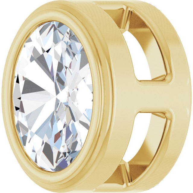 14K Gold Natural Diamond Oval Bezel-Set Slide Pendant - Yellow Gold - view 2