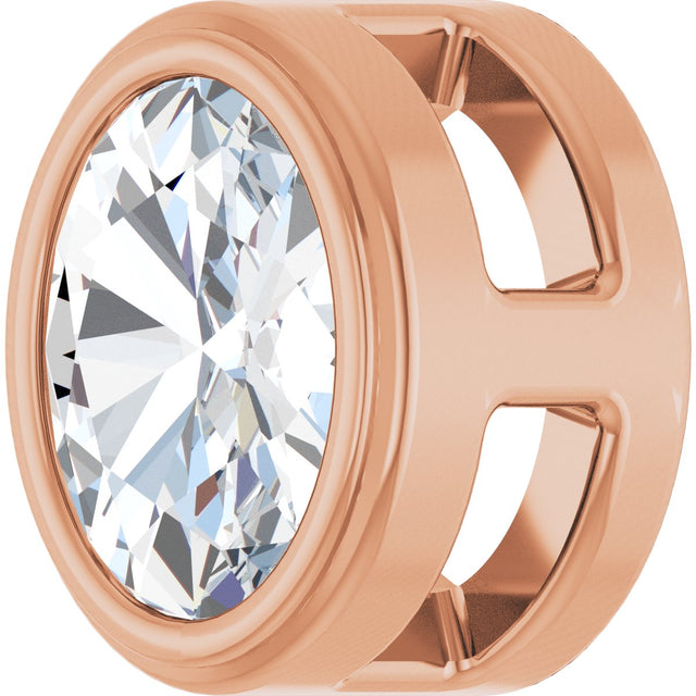 14K Gold Natural Diamond Oval Bezel-Set Slide Pendant - Rose Gold - view 2