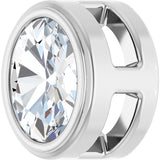 14K Gold Natural Diamond Oval Bezel-Set Slide Pendant - White Gold - view 2