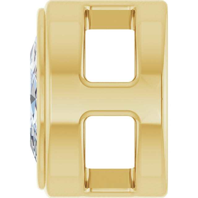 14K Gold Natural Diamond Oval Bezel-Set Slide Pendant - Yellow Gold - view 3