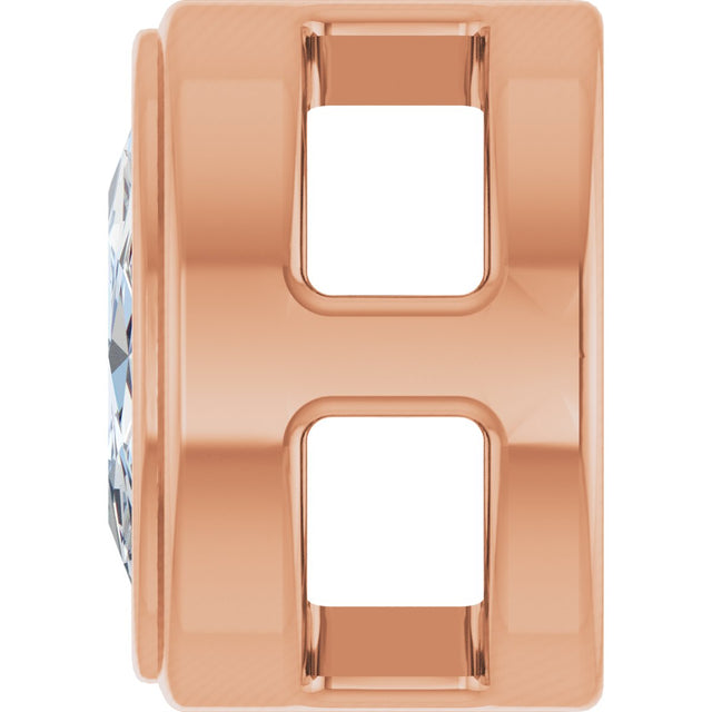 14K Gold Natural Diamond Oval Bezel-Set Slide Pendant - Rose Gold - view 3