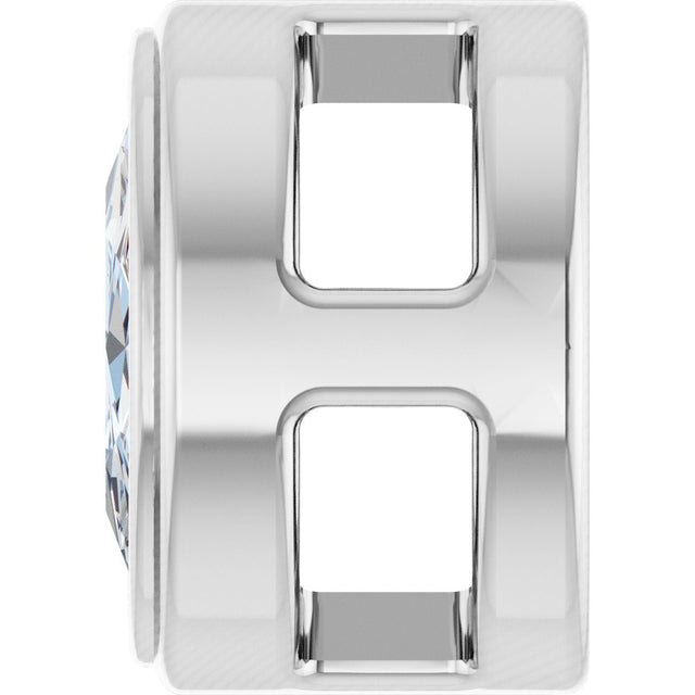Platinum Natural Diamond Oval Bezel-Set Slide Pendant - view 3