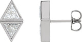 Platinum Triangle Natural Diamond Two-Stone Bezel-Set Earrings