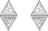 Platinum Triangle Natural Diamond Two-Stone Bezel-Set Earrings - view 2