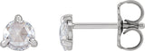 14K Gold Natural Diamond Round 3-Prong Claw Rose-Cut Stud Earrings - White Gold