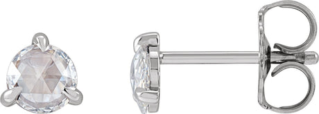 14K Gold Natural Diamond Round 3-Prong Claw Rose-Cut Stud Earrings - White Gold