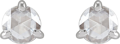 Platinum Lab-Grown Moissanite Round 3-Prong Claw Rose-Cut Stud Earrings - view 2