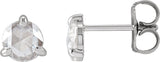 Platinum Lab-Grown Moissanite Round 3-Prong Claw Rose-Cut Stud Earrings