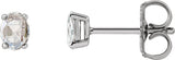 14K Gold Natural Diamond Oval 4-Prong Rose-Cut Stud Earrings - White Gold