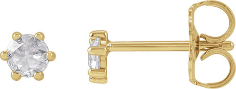 14K Gold Natural Diamond Round 6-Prong Rose-Cut Stud Earrings - Yellow Gold