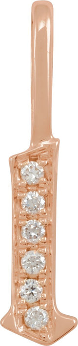 14K Gold Round Natural Diamond Gothic Initial Pendant - Rose Gold