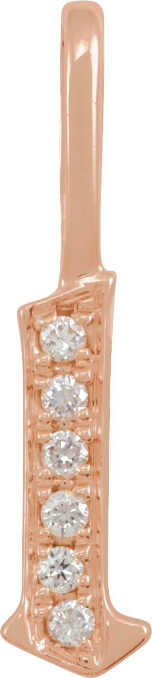 14K Gold Round Natural Diamond Gothic Initial Pendant - Rose Gold