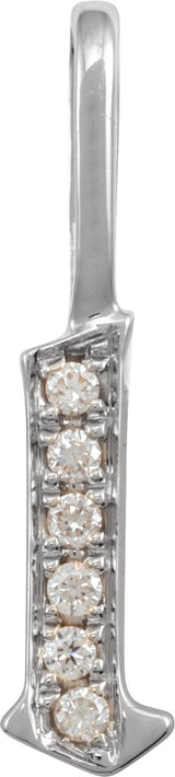 14K Gold Round Natural Diamond Gothic Initial Pendant - White Gold