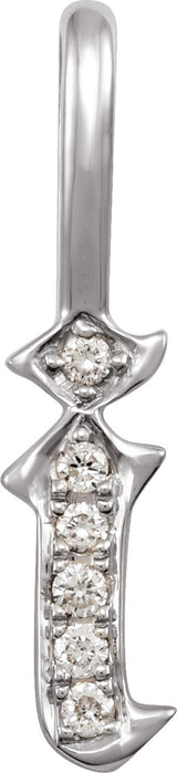 14K Gold Round Natural Diamond Gothic Initial Pendant - White Gold