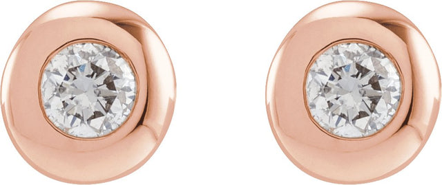 14K Gold Lab-Grown Diamond Round Bezel-Set Stud Earrings – 1.5-5.2mm Stones - Rose Gold - view 2
