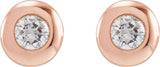 14K Gold Natural Diamond Round Bezel-Set Stud Earrings – 1.5-5.2mm Stones - Rose Gold - view 2