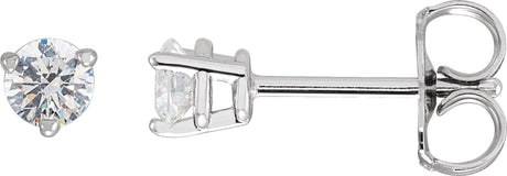14K Gold Natural Diamond Round 3-Prong Stud Earrings - White Gold