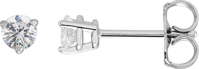 14K Gold Natural Diamond Round 3-Prong Stud Earrings - White Gold