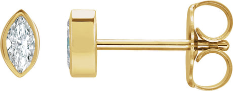 14K Gold Natural Diamond Marquise Bezel-Set Stud Earrings - Yellow Gold
