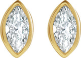 14K Gold Natural Diamond Marquise Bezel-Set Stud Earrings - Yellow Gold - view 2