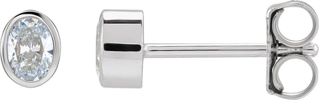 14K Gold Lab-Grown Diamond Oval Bezel-Set Stud Earrings - White Gold