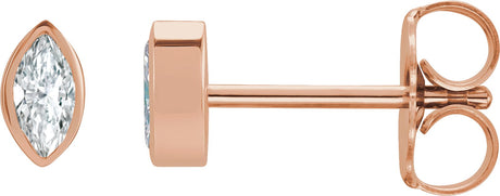 14K Gold Natural Diamond Marquise Bezel-Set Stud Earrings - Rose Gold