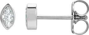 Platinum Natural Diamond Marquise Bezel-Set Stud Earrings
