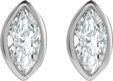 Platinum Natural Diamond Marquise Bezel-Set Stud Earrings - view 2