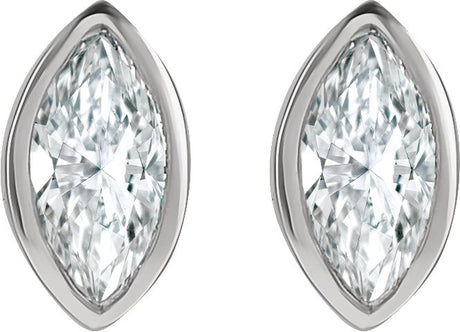 Platinum Natural Diamond Marquise Bezel-Set Stud Earrings - view 2